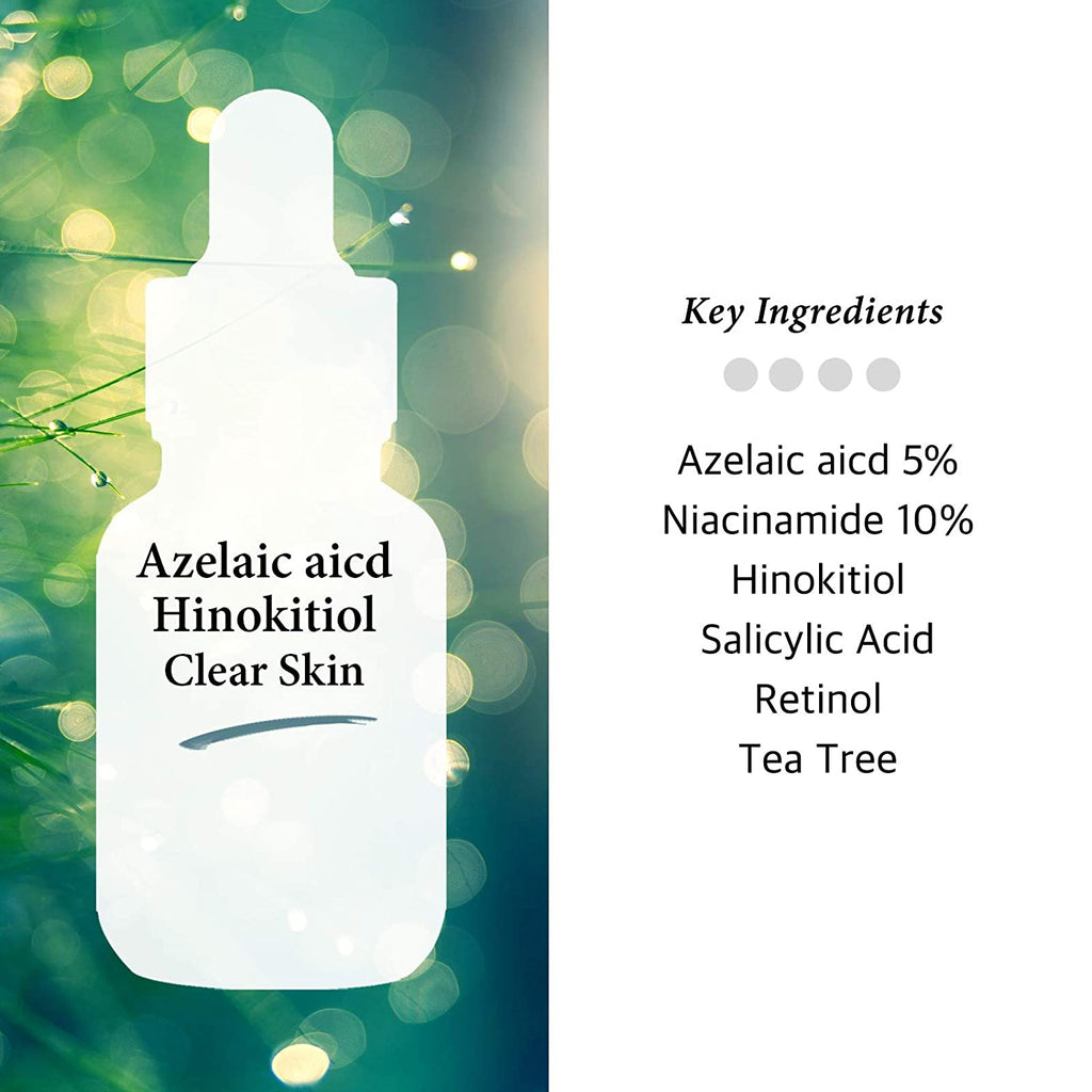 Alcohol Free Acne Treatment Intensive Facial Serum with Azelaic acid 5%, Niacinamide 10%, Salicylic Acid, Retinol, Tea Tree - Fast & Efficient Cystic Acne, Age-Defying Formula 1oz (30ml)