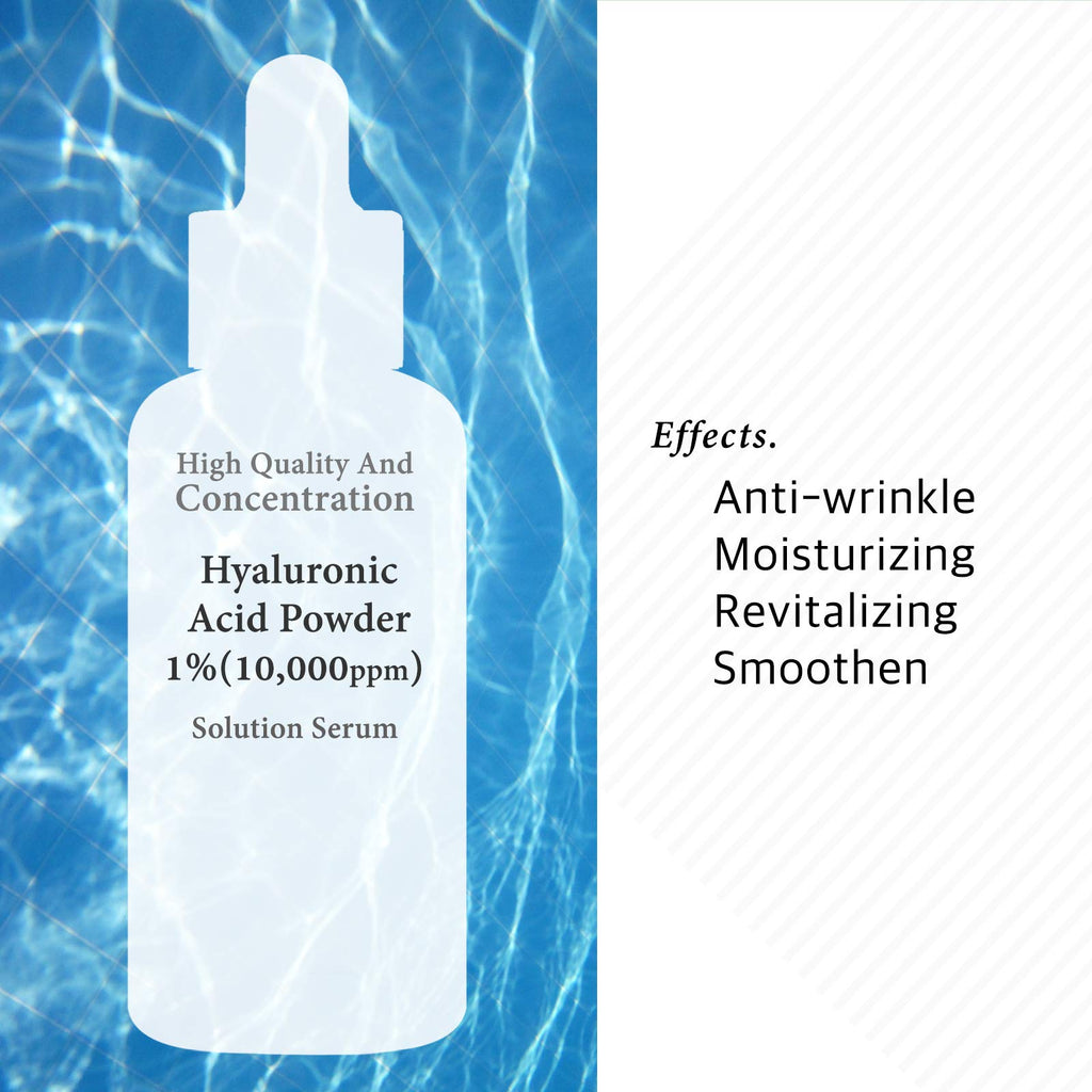 Pure Hyaluronic Acid 1% Powder Solution Serum 10000ppm - Intense Hydration + Visibly Plumped Skin