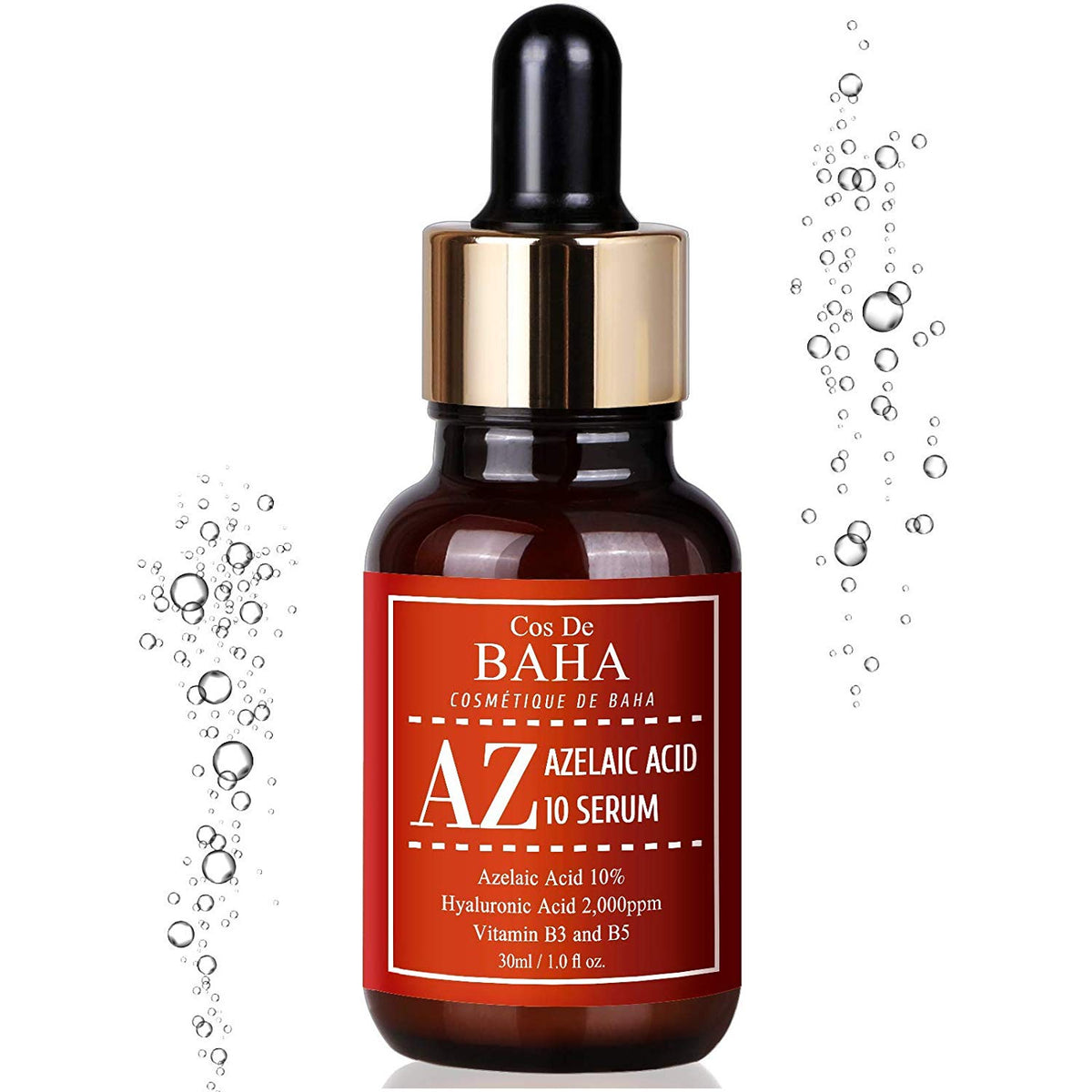 Azelaic Acid 10% Facial Serum with Niacinamide - Skin Care Product for Visible Redness + Blemish-Prone Skin + Uneven Tone + Pore Clarity, Alcohol Free, 1oz (30ml)