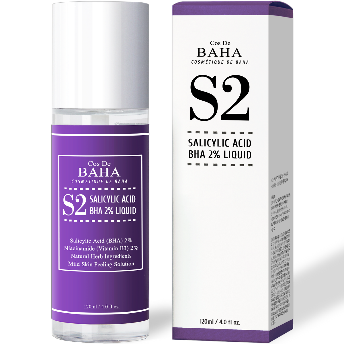 Salicylic Acid Exfoliant Facial Liquid with Niacinamide - BHA for Peel, Blemish-Prone Skin + Redness Calming + Pore Minimizer + Pore Cleaner + Alcohol Free, 4oz (120ml)