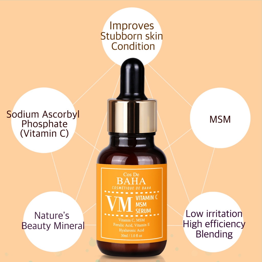 Vitamin C Facial Serum with MSM - for Fades Age Spots, Smoothing Fine Lines + Dark Spots, Pore Refining, Resurfacing, 1 Fl Oz (30ml)