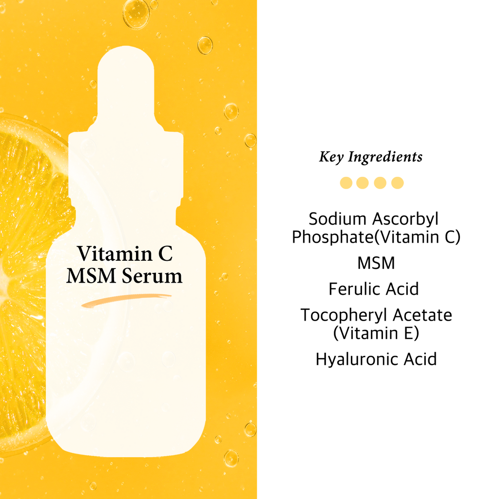 Vitamin C Facial Serum with MSM - for Fades Age Spots, Smoothing Fine Lines + Dark Spots, Pore Refining, Resurfacing, 1 Fl Oz (30ml)