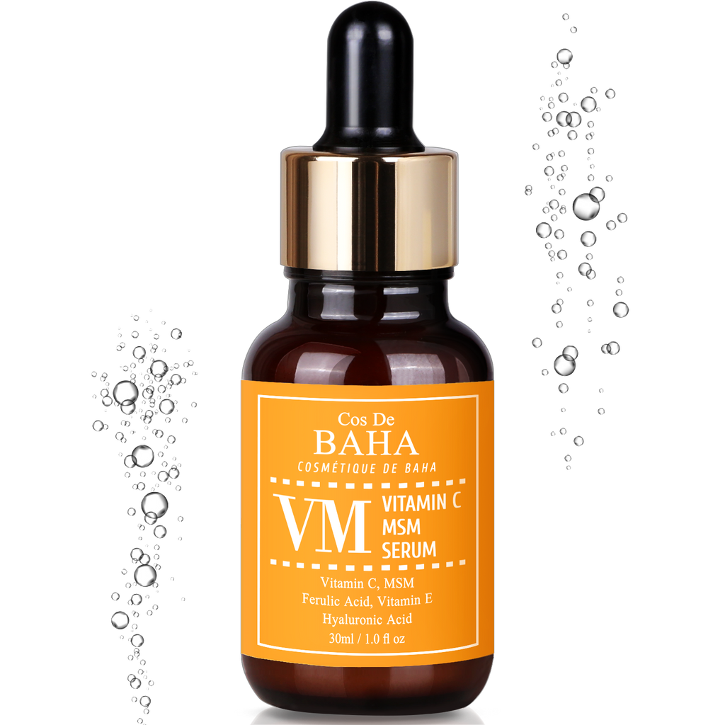 Vitamin C Facial Serum with MSM - for Fades Age Spots, Smoothing Fine Lines + Dark Spots, Pore Refining, Resurfacing, 1 Fl Oz (30ml)