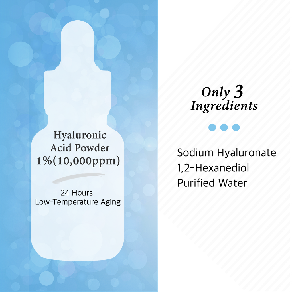 Pure Hyaluronic Acid 1% Powder Serum for Face 10,000ppm - Anti Aging + Fine Line + Intense Hydration + facial moisturizer + Visibly Plumped Skin 1Fl Oz (30ml/60ml)