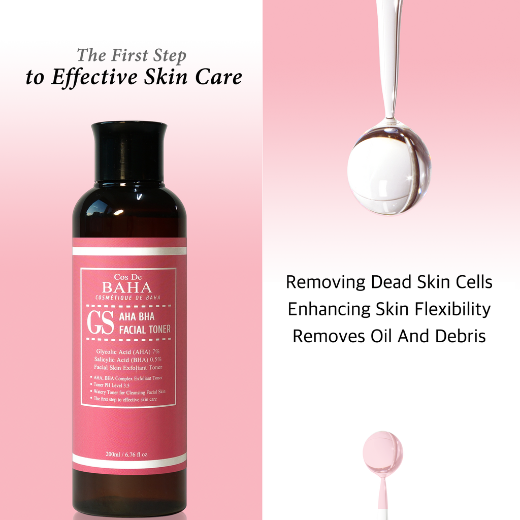 Clarifying Facial Toner with Glycolic Acid 7% AHA + Salicylic Acid 0.5% BHA - Acne Face Wash + Removing Dead Skin Cells + Fine Lines and Wrinkles + Korean Skin Care, 6.76oz (200ml)