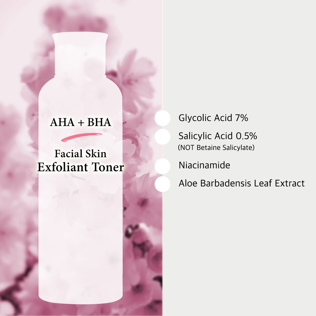 Clarifying Facial Toner with Glycolic Acid 7% AHA + Salicylic Acid 0.5% BHA - Acne Face Wash + Removing Dead Skin Cells + Fine Lines and Wrinkles + Korean Skin Care, 6.76oz (200ml)