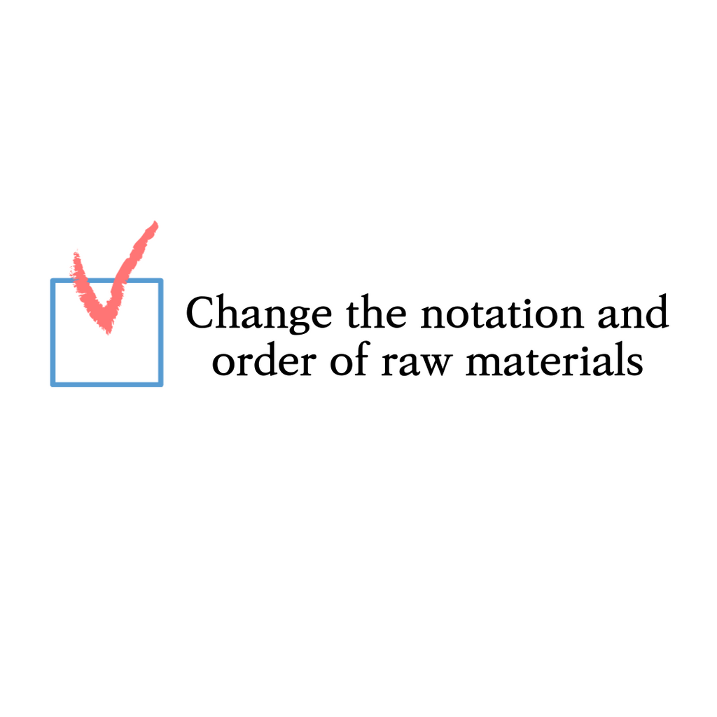 Notice of change of raw material and order of Cos De BAHA products.