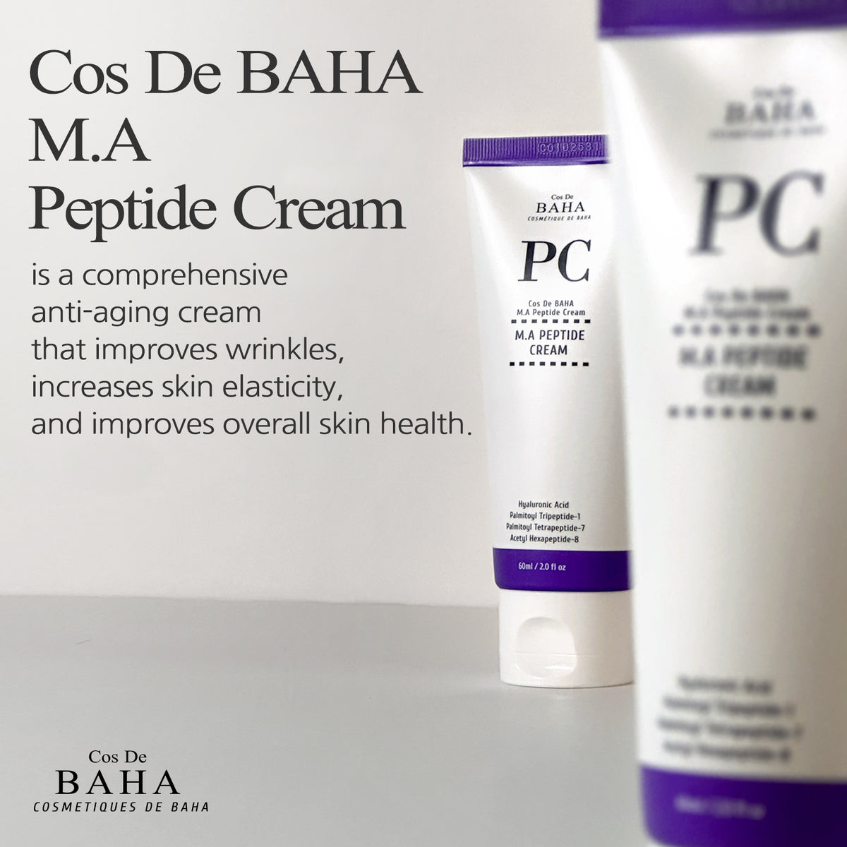 Peptide Complex Facial Cream with Matrixyl 3000 & Argireline - Anti-Aging & Wrinkles, Smooth-Looking & Revitalized Skin + Optimal Skin Health for Face + Alcohol Free 2 Fl OZ (60ml)