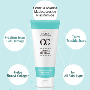 Cos De BAHA Centella Asiatica Soothing Calming Cream for Face/Neck - Cica Facial Gel Cream Lightweight Hydrate Boost Smooth, Daily Face Moisturizer, Silicone-Free, Fragrance-Free, Lotion, 4 Fl Oz