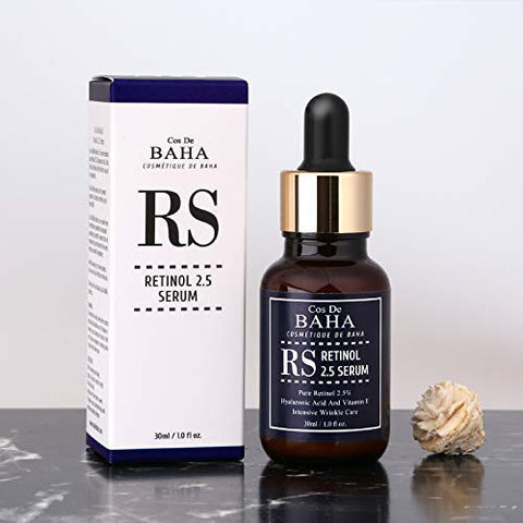 Retinol 2.5% Facial Serum with Vitamin E - Facial Crepe Erase + Diminishes Acne-prone + Age Spot Remover + Retinol Serum 2.5 High Strength for Face without a Prescription, 1oz/2oz (30ml/60ml)