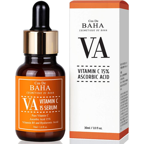 Vitamin C Facial Serum with L-Ascorbic Acid 15% + Vitamin B5 - Korean Skin Care for Fades Age Spots and Sun Damage + Dark Spots and Acne Scars, 1fl oz (30ml)