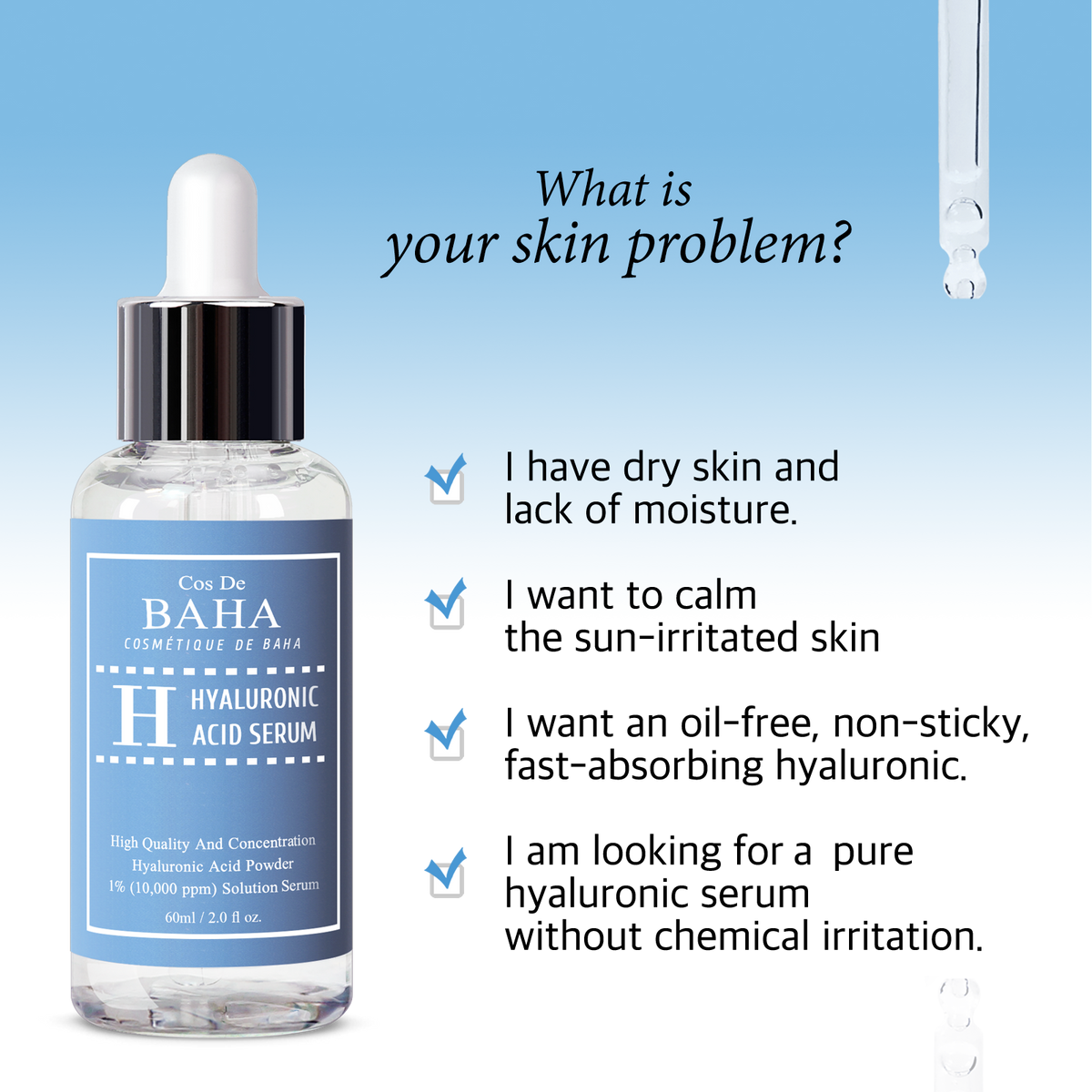 Pure Hyaluronic Acid 1% Powder Solution Serum 10000ppm - Intense Hydration + Visibly Plumped Skin