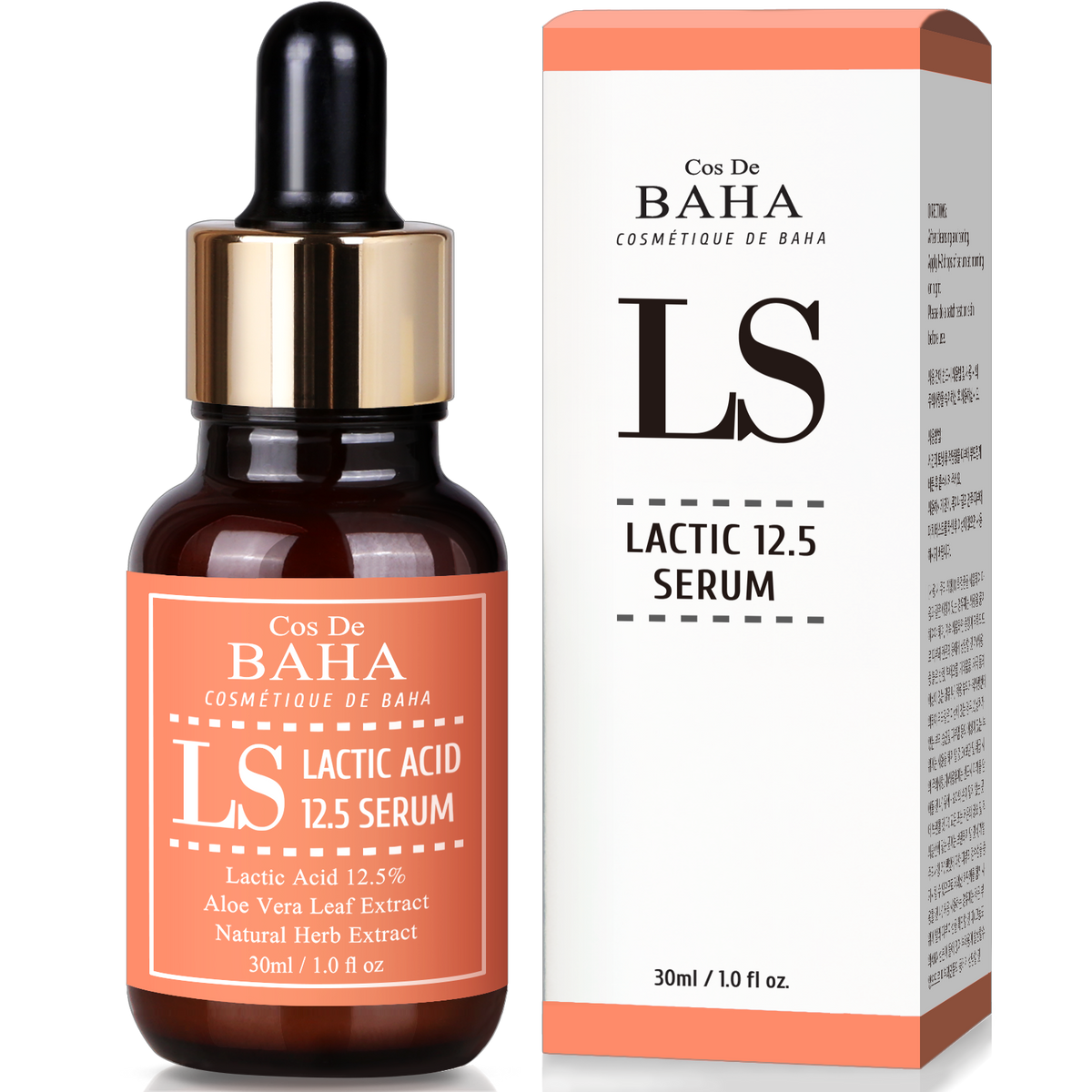 Lactic Acid 12.5% Face Peel Serum with HA - Mild Exfoliation for Healthier-Looking Skin, Daily Exfoliation Formulation, Breakout Marks, 1 Fl Oz (30ml)