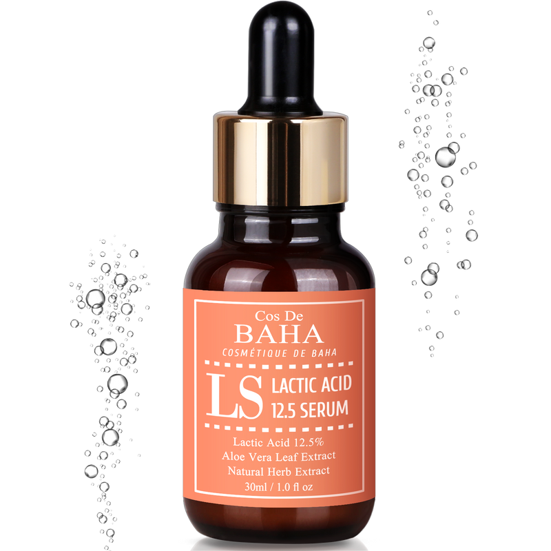 Lactic Acid 12.5% Face Peel Serum with HA - Mild Exfoliation for Healthier Skin, Daily Exfoliation Formulation, Breakout Scars 1 Fl Oz (30ml)