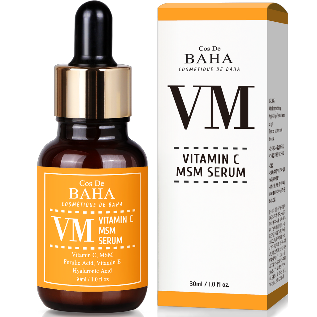 Vitamin C Facial Serum with MSM - for Fades Age Spots, Smoothing Fine Lines + Dark Spots, Pore Refining, Resurfacing, 1 Fl Oz (30ml)