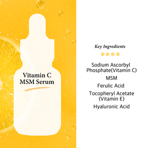 Vitamin C Facial Serum with MSM - for Fades Age Spots, Smoothing Fine Lines + Dark Spots, Pore Refining, Resurfacing, 1 Fl Oz (30ml)