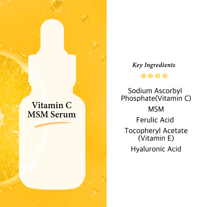 Vitamin C Facial Serum with MSM - for Fades Age Spots, Smoothing Fine Lines + Dark Spots, Pore Refining, Resurfacing, 1 Fl Oz (30ml)