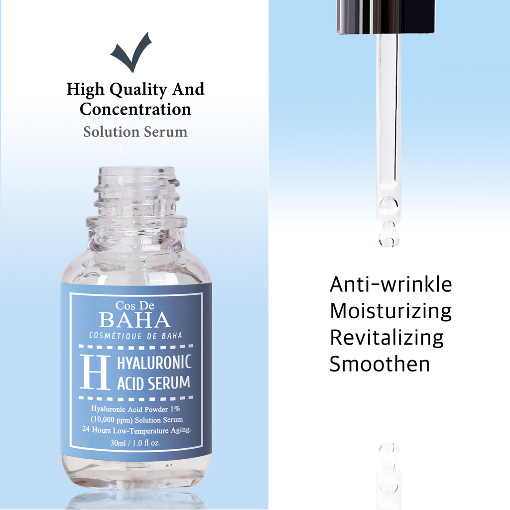 Pure Hyaluronic Acid 1% Powder Serum for Face 10,000ppm - Anti Aging + Fine Line + Intense Hydration + facial moisturizer + Visibly Plumped Skin 1Fl Oz (30ml/60ml)