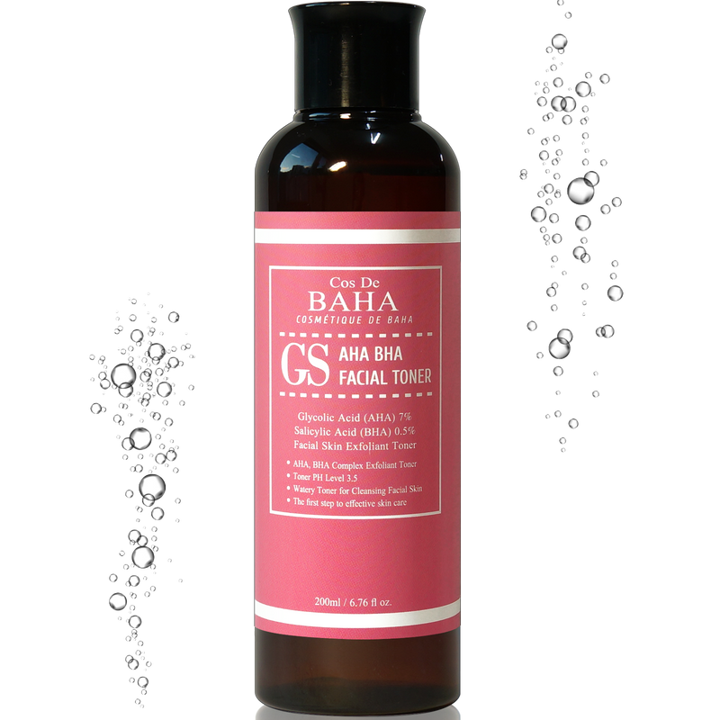 Clarifying Facial Toner with Glycolic Acid 7% AHA + Salicylic Acid 0.5% BHA - Acne Face Wash + Removing Dead Skin Cells + Fine Lines and Wrinkles + Korean Skin Care, 6.76oz (200ml)